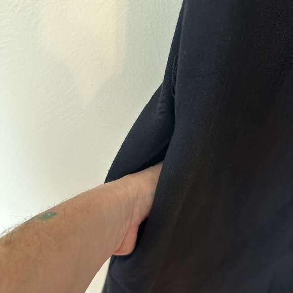 Vintage Orvis Womens Black Maxi Dress Size 12 Large Short Sleeve Button Up Rayon - Picture 10 of 11